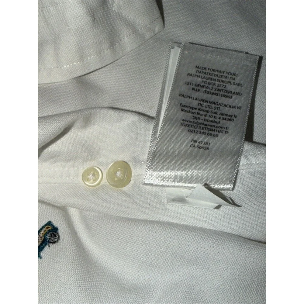Ralph Lauren Mens Button Shirt Short Sleeve 3XB Cars Glasses Embroidered White